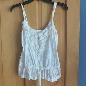 White Ruffle Hollister Tank Top
